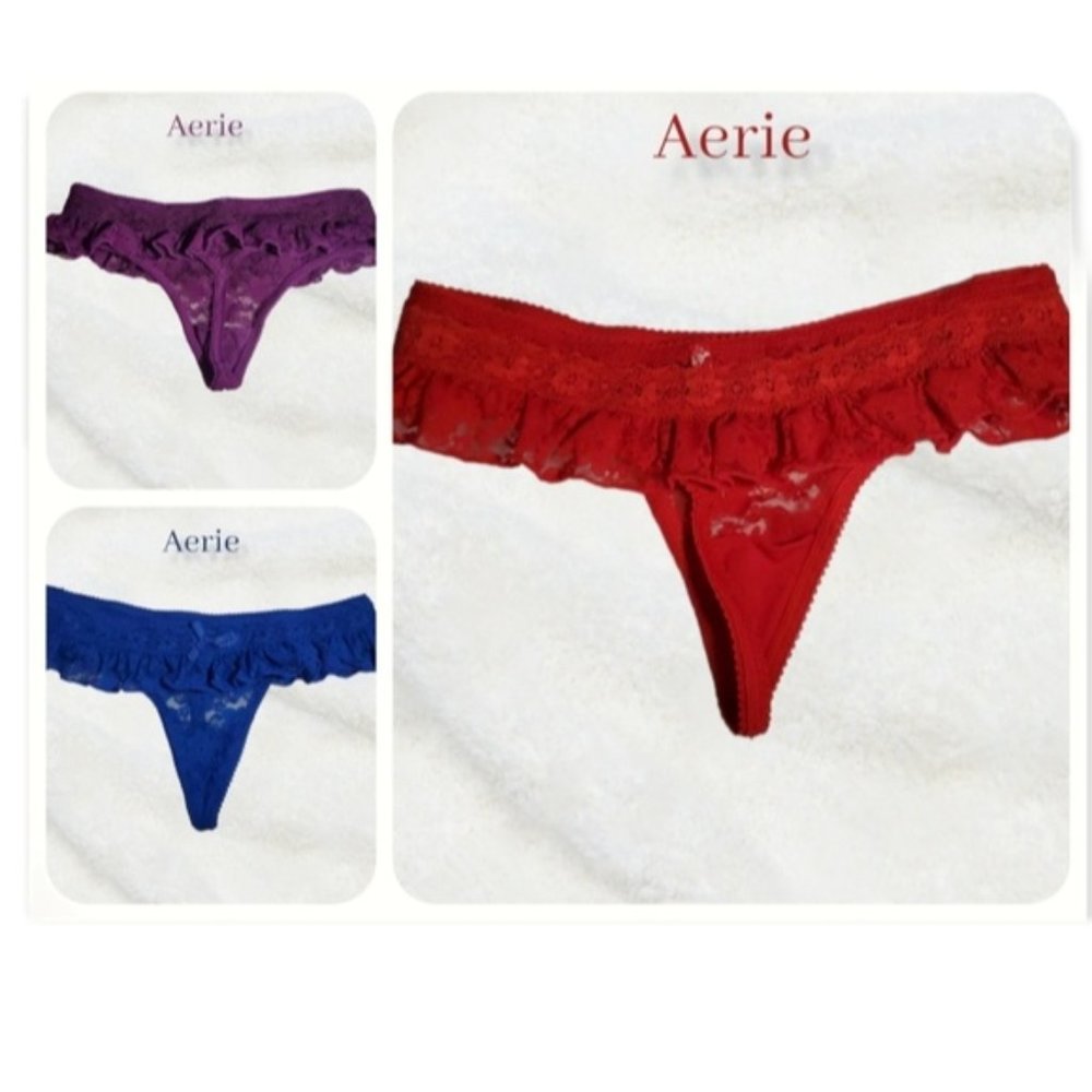 BUNDLE Aerie Flutter Lace Lengerie Thongs- XS